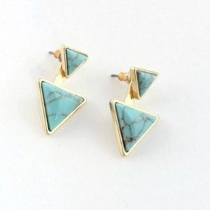 🌺Boho earrings,geometric triangle turquoise,stud